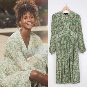 Lulu's Green Floral Midi Dress
